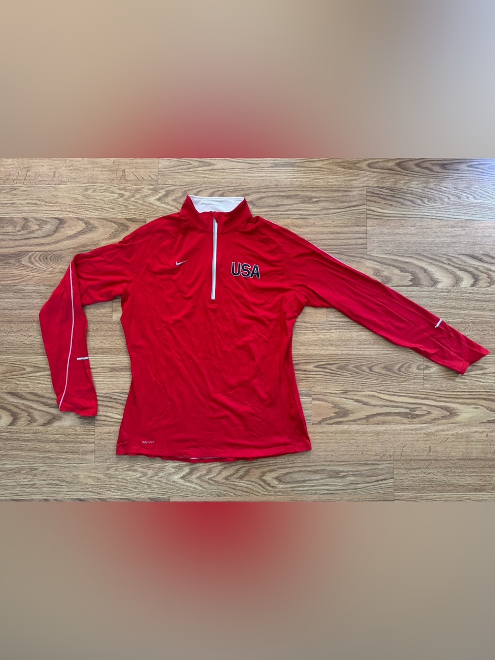 Nike Red USA Dri-FIT Quarter-Zip Women's Top - XL